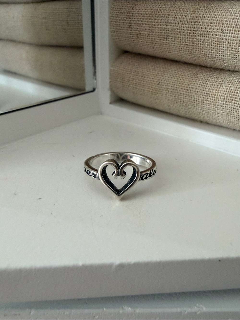 James Avery Silver Heart Ring with Script Accent - Silver